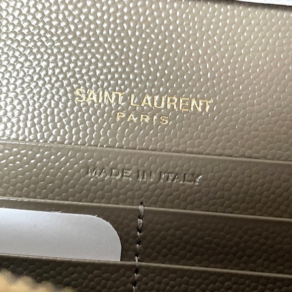 New Saint Laurent YSL Large Wallet on Chain Greyish Brown - Picture 10 of 14